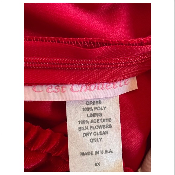NWOT Girls C’est Chouette Red Velvet Holiday Special Occasion Dress - Size 6X - Picture 3 of 3